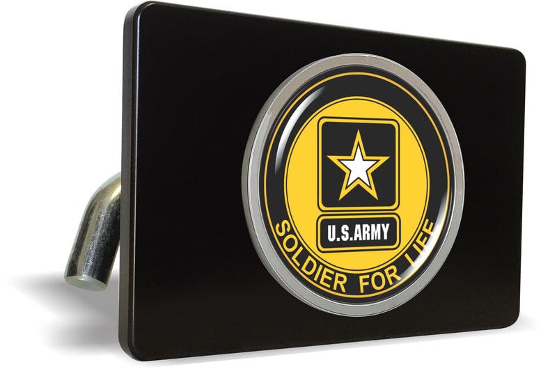 U.S. Army Soldier for Life (Y) - Tow Hitch Cover with Chrome Metal Emblem